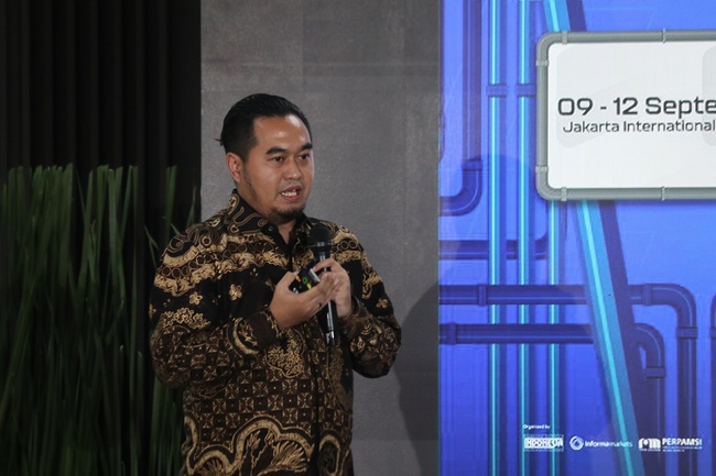 Foto Prescon IEE Hanung Hanindito Deputy Event Director Pamerindo pada konferensi pers IEE Series 2026